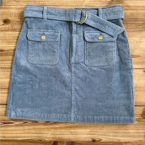 LOFT Corduroy Belted Pocket Skirt - Blue